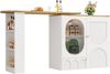 Um 360° drehbarer Bartisch Stehtisch Kaffeebarmöbel drehbare Esstheke mit Stauraum Kücheninsel drei Türen mit Türregalen herausnehmbare Trennwände weiß / schwarz 105 x 39 x 102 cm Bild 5