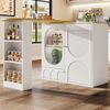 Um 360° drehbarer Bartisch Stehtisch Kaffeebarmöbel drehbare Esstheke mit Stauraum Kücheninsel drei Türen mit Türregalen herausnehmbare Trennwände weiß / schwarz 105 x 39 x 102 cm Bild 2