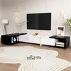TV-Schrank ausziehbar 140–260 cm Weiß Hochglanz mit schwarzer Marmoroptik und goldfarbenen Akzenten Bild 2
