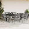 vidaXL 7-tlg. Garten-Essgruppe mit Kissen Grau Poly Rattan Glas 3334629 Bild 3