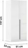 rauch Kleiderschrank Alba, Drehtürenschrank, Garderobenschrank, 2-türig, mit 1 Kleiderstange, 1 Einlegeboden und Schubladeneinsatz, Farbe Hochglanz Weiß/Weiß, Griffstange Grau metallic, Schwarz, 91x197x54cm Bild 4