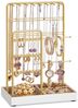 SONGMICS Schmuckständer, Schmuckhalter, Metallrahmen, Schmucktablett Samt, Schmuckaufbewahrung für Halsketten Armbänder Ohrringe Ohrstecker Ringe, Geschenkidee, Weihnachten, goldfarben JJSDE021A01V1 Bild 5