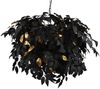 Große LED Pendelleuchte Blätter Lampenschirm Schwarz Gold, Ø 70cm Bild 2