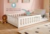 Kids Collective Kinderbett Bodenbett Bett mit Rausfallschutz & Lattenrost Montessori Bett Kinder (Jungen, Mädchen, Kinder, weitere Größen 80x160, 80x180, 90x190, 90x200, 140x200 cm), Jugendbett Gitterbett Einzelbett mit Matratze, Weiß 120x200 cm Bild 4