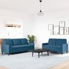 vidaXL 2-tlg. Sofagarnitur mit Kissen Blau Samt 3278400 Bild 3