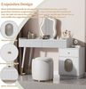 MODFU Schminktisch Kosmetiktisch (LED-Schminktisch mit Spiegel & Touch-Beleuchtung, 1-St, Moderner Kosmetiktisch mit Touch-Steuerung, Stauraum und Schubladen), ideal für Schlafzimmer & Ankleidezimmer Bild 3