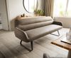 Esszimmerbank Taya-Flex 200 cm Mikrofaser Taupe Vintage Kufengestell flach Schwarz Taschenfederkern Bild 1