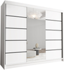 Schwebetürenschrank Netro VI 250 cm mit Spiegel - Groß Kleiderschrank, Schiebetürenschrank mit Kleiderstange und Einlegeboden, Schlafzimmerschrank, Schiebetüren, 250x215x58 cm (Weiß) Bild 1