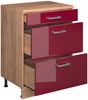 Erweiterungskommode Rion Rot Hochglanz/Goldkraft Eiche 60x46 cm ohne Schräge mit 3 Schubladen Vicco Bild 4