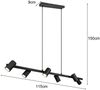 LED Balkenpendelleuchte 6-flammig lang in Schwarz, Breite 115cm Bild 4