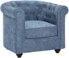 Vente-unique - CHESTERFIELD Sessel Stoff Blau - B 78 cm x H 72 cm x L 82 cm Bild 3