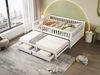 Merax Kinderbett 140x200cm mit Ausziehbett 90x190cm, Holzbett Klassisches Bett mit 2 Schubladen, Doppelbett Jugendbett mit Rausfallschutz, Weiß Bild 5