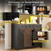 Küchenschrank, Hochschrank Küchenbuffet mit verstellbaren Ablagen LED-Beleuchtung variablen Lichtfarben, MDF, Schwarz, 105x38.4x180cm Bild 5