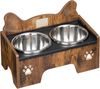 Erhöhter Hundenapf, Enthält Zwei Edelstahlnäpfe Mit Spritzwassergeschütztem, Rutschfestem Und Quietschfreiem Design, Geeignet Für Kleine Und Mittelgroße Hunde, Vintage Braun Bild 2