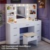 HOMALL Schminktisch mit Spiegel, LED-Beleuchtung, einstellbare Helligkeit, ostern (Länge × Breite × Höhe) 90/110 × 40 × 135 cm, 8 offene Fächer (2 seitliche Fächer sind nach links und rechts verschiebbar), 2 große Schubladen – Ostergeschenk) Bild 4