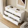 Merax Elegantes Sideboard mit modernem Design, Kommode mit Schubladen und viel Stauraum, Weiß und Gold Bild 2
