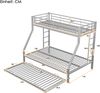 Etagenbett Metall 90x200/140x200 mit Ausziehbett & doppelseitiger Leiter, Kinderbett Jugendbett platzsparend,Silber Bild 4