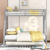 Etagenbett Metall 90x200/140x200 mit Ausziehbett & doppelseitiger Leiter, Kinderbett Jugendbett platzsparend,Silber Bild 2
