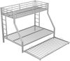 Etagenbett Metall 90x200/140x200 mit Ausziehbett & doppelseitiger Leiter, Kinderbett Jugendbett platzsparend,Silber Bild 5