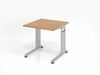 Schreibtisch C-Fuß 80x80 cm Nussbaum/Silber Bild 2
