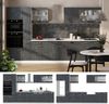 Küchenzeile R-Line Schwarz Beton/Weiß 350 cm AP Marmor Vicco Bild 2