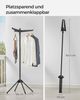 SONGMICS Wäscheständer, Standtrockner, 3 drehbare Arme für Kleiderbügel, 4 Beine, klappbar, für Innenbereich, Edelstahl, für Kleidung und Socken, 150 cm hoch, schwarz Bild 3