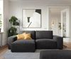 Ecksofa Lanzo 230x155 cm Mikrofaser Schwarz Recamiere variabel mit Hocker Bild 2