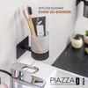 Bad-Serie PIAZZA BLACK TAPE - Zahnputzbecher ohne Bohren - mit Klebepad, aus Glas und Edelstahl, matt schwarz Bild 2