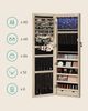 Songmics Schmuckschrank hängend, abschließbarer Spiegelschrank, Wandschrank mit Spiegel und zahlreichen Fächern, Wandmontage, an der Tür hängend, für Ketten, Ohrringe, eichefarben Bild 3