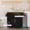 Küchenwagen 109 x 40 x 89 cm mit Arbeitsplatte, Schublade, Schrank und Rollen in Schwarz Bild 3