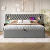 Flieks Polsterbett, Hydraulisches Doppelbett 160×200cm 2 Nachttische Leselicht USB-Laden Bild 3
