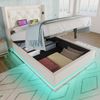 Polsterbett 90x200 cm mit LED-Beleuchtung & USB-Type-C, Stauraum-Bett mit gepolstertem Kopfteil,Weiß,inklusive Matratze Bild 5