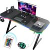 GTPLAYER Schreibtisch Gaming Tisch Schreibtisch mit Mauspad PC Tisch Kohlefaseroberfläche, Stabiler Computertisch mit Kopfhörerhaken, Schwarz Bild 4