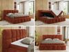 Boxspringbett mit dekorativem Kopfteil, Doppelbett mit zwei 7 Härtezonen Multipocket-Matratzen, Bettkästen, Polsterbett - NIRA - 160 x 200 cm - Orange Stoff - H4 Bild 2