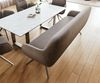 Esszimmerbank Taya-Flex 200 cm Strukturstoff Soft Taupe Kreuzgestell kantig Graphit Taschenfederkern Bild 4