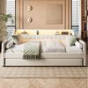 Flieks Daybett, LED Polsterbett Tagesbett 90x200cm mit Ausziehbett, USB-Ladebuchse Bild 3