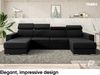 MEBLINI Schlafcouch mit Bettkasten - VOSS - 306x168x79cm - Schwarz Samt - Ecksofa mit Schlaffunktion - Sofa mit Relaxfunktion und Kopfstützen - Couch U-Form - Eckcouch - Wohnlandschaft Bild 2