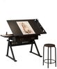 BBWL Zeichentisch mit 2 Schubladen MDF Holz Schreibtisch inkl Hocker, Zeichentisch höhenverstellbar für Home Office Schule Bild 2