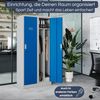 Umkleideschrank Spind KACPER - 2 Abteile, Etikettenhalter Lüftungsschlitze | Umkleidespind Metall Schließfachschrank Garderobenspind, 180x80x50cm Grau-Blau Bild 3