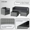 STEELSØN 'Zethora' Polyrattan 4-tlg. Gartenlounge, Sitzgruppe aus Sofa, Sessel, Hocker und Tisch, grau-meliert/anthrazit, wetterfest, für 5 Personen Bild 3