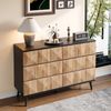 Sideboard 120 x 40 x 85 cm aus MDF/Spanplatte in Schwarz & Holzoptik mit 6 Schubladen Bild 3
