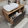 Roomart LOTUS-I-95 Badmöbel Set– 2-teiliges Badezimmermöbel Set - Waschbecken mit Unterschrank - H 45 x B 45 x T 95 cm • Anthrazit-Eiche Bild 2