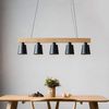 ZMH Pendelleuchte, 5-flammig, E27, Schwarz, Durchmesser 102 cm, moderne Esszimmerlampe aus Metall und Holz für Schlafzimmer, Küche, Flur Bild 2