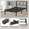 VASAGLE Metallbett 90 x 200 cm, stabiler Bettrahmen mit Kopfteil und Lattenrost, Bettgestell, einfache Montage, schwarz Bild 4
