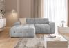 luma-home Modernes Ecksofa mit Ottomane links, markante Steppungen, Chenille in Hellgrau, 234 x 161 x 79 cm Bild 2