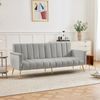 Schlafsofa Samt mit verstellbarer Rückenlehne & Armlehnen, 183x76x75 cm, Grau Bild 3