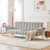 Schlafsofa Samt mit verstellbarer Rückenlehne & Armlehnen, 183x76x75 cm, Grau Bild 2