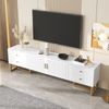 TV-Schrank Weiß aus MDF, 175 x 30 x 46 cm, mit 4 Schubladen & 2 Türen, goldfarbene Füße Bild 4