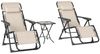 Outsunny Gartenliege mit Teetisch, 2 Stühle, Kopfkissen, aus Metall, 3-TLG. Sonnenliege, 1 St, wetterfest Relaxliege, für Garten, Terrasse, 90 x 56 x 110 cm, Beige Bild 5