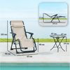 Outsunny Gartenliege mit Teetisch, 2 Stühle, Kopfkissen, aus Metall, 3-TLG. Sonnenliege, 1 St, wetterfest Relaxliege, für Garten, Terrasse, 90 x 56 x 110 cm, Beige Bild 2